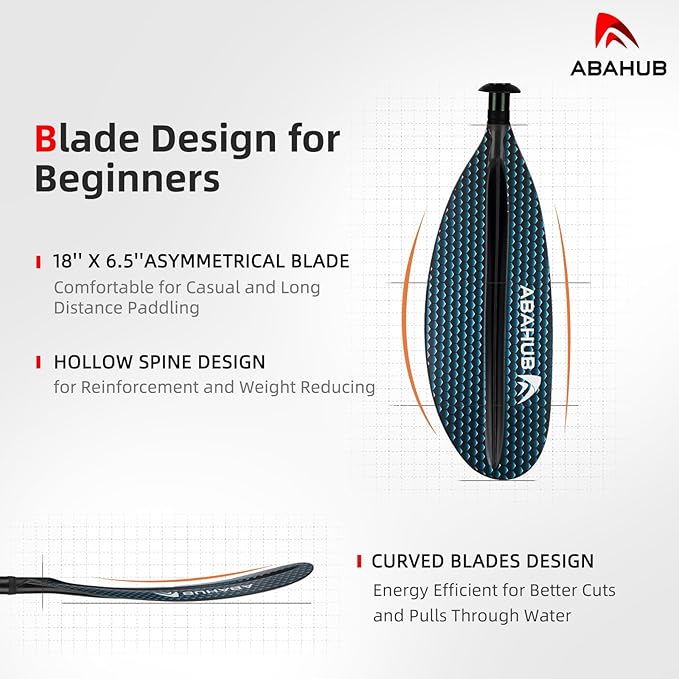 Abahub Kayak Paddle, 90.5 Inches Kayaking Oars for Boating, Canoeing with Free Paddle Leash, Aluminum Alloy Shaft Black/Blue/Green/Orange/Yellow Plastic Blades