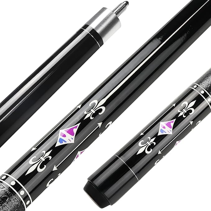 Billiard Cues Stick, 58" Pool Cues Canadian Maple Wood Leather Pattern Grip 18 19 20 21 oz Pool Cue Stick for Bar House Pool Table Sports