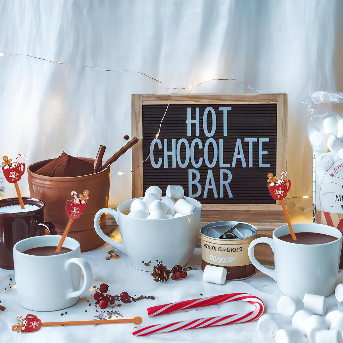 30 PCS Christmas Drink Stirrers Gingerbread Man Holiday Coffee Stirrers Acrylic Xmas Stir Sticks Swizzle Sticks for Cocktails Hot Chocolate Stirrers for Home Office Bar Restaurant