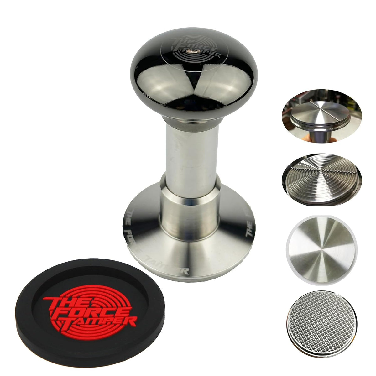 The Force Tamper Automatic Impact Adjustable Constant Pressure and Autoleveling Coffee Tamper Black Mirror Jellyfish AL Handle Set Pro (TRI-Distribute Set, 58.35mm)