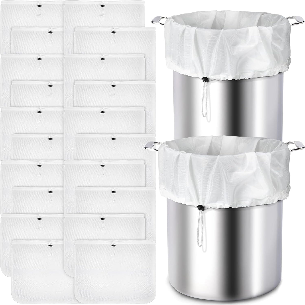 Chumia 20 Pack Brew Bags Reusable Extra Large 26 x 22'' Fine Mesh Strainer Cold Brew Filters Drawstring Cheese Cloth Straining Bags Wine Making Supplies for Fruit Cider Beer