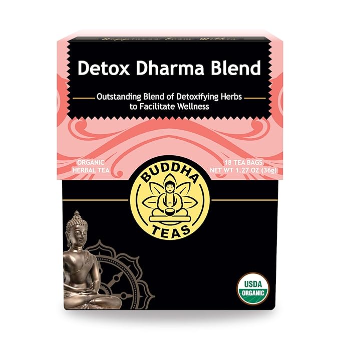 Buddha TeasBuddha Teas - Organic Detox Dharma Blend - Herbal Tea - For Health & Wellbeing - With Antioxidants & Minerals - Clean Ingredients - Caffeine Free - OU Kosher & Non-GMO - 18 Tea Bags (Pack of 1)