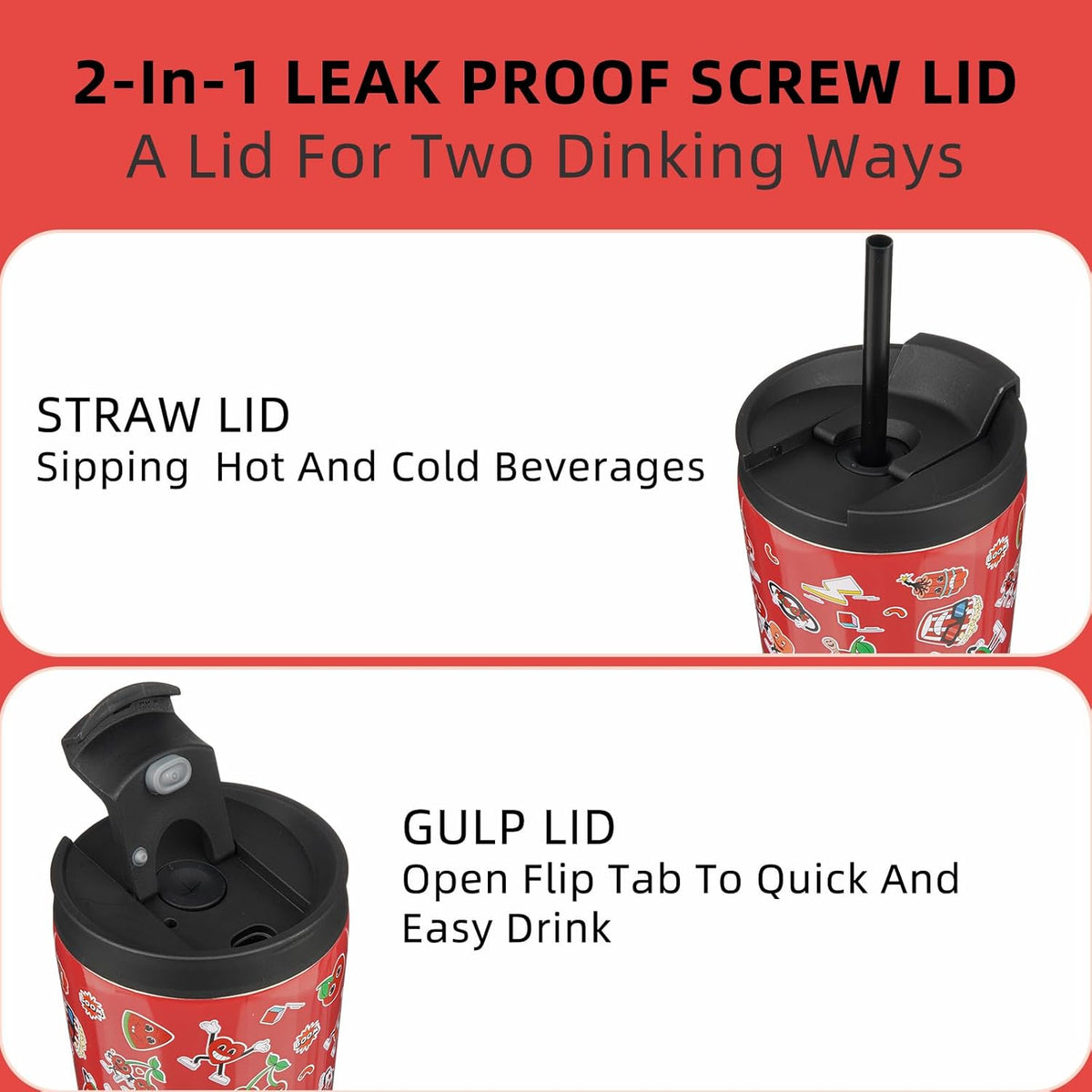 BJPKPK 18oz Tumbler With lid And Straw Stainless Steel Travel Coffee Mug Insulated Tumblers Cups,Passionate-Red