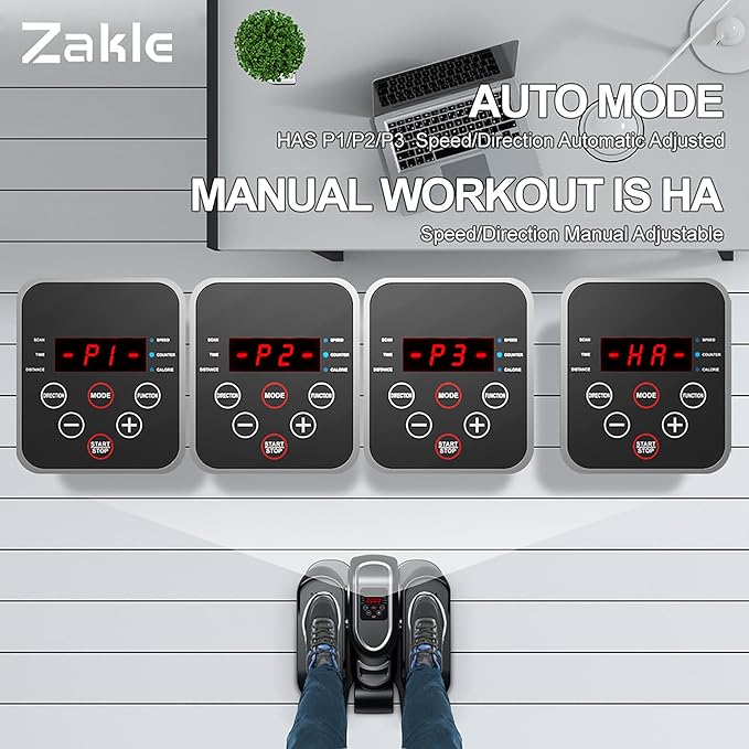 Zakle Ellipse Leg Exerciser as Seen on Tv for Seniors, Electric Under Desk Elliptical Machine w/Remote & 12 Speeds Level, Manual & Auto Mode, Quiet Seated Pedal Exerciser for Home Office