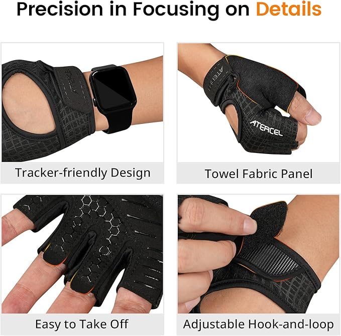 ATERCEL Weight Lifting Gloves Full Palm Protection, Workout Gloves for Gym, Cycling, Exercise, Breathable, Super Lightweight for Mens and Women