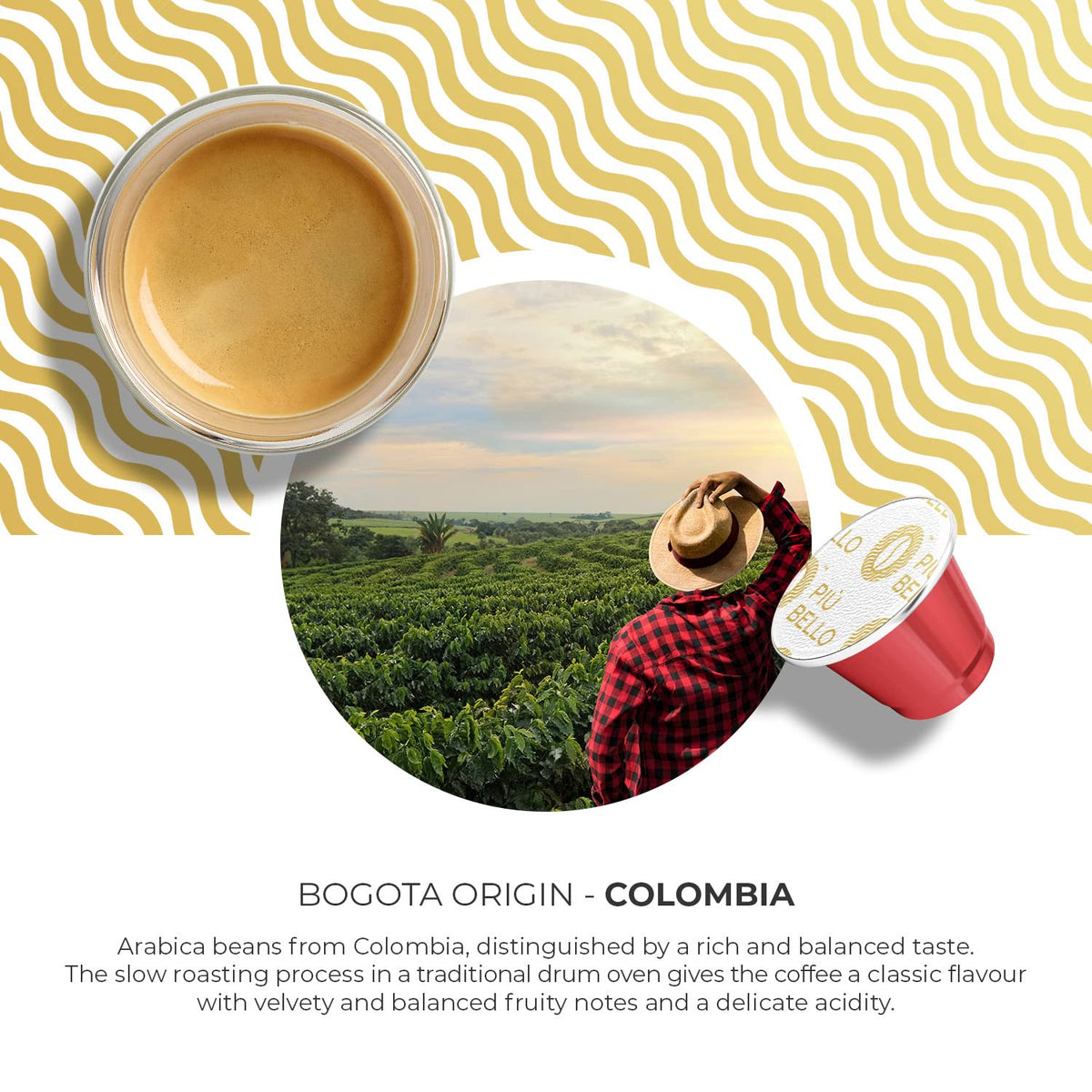 Piu Bello Bogota Espresso Coffee Pods for Nespresso Original Machines – Compatible Capsules Pack – Rich & Balanced Taste – Strong Italian Espresso Flavor – Kosher Certified (60 Count, Single Flavor)