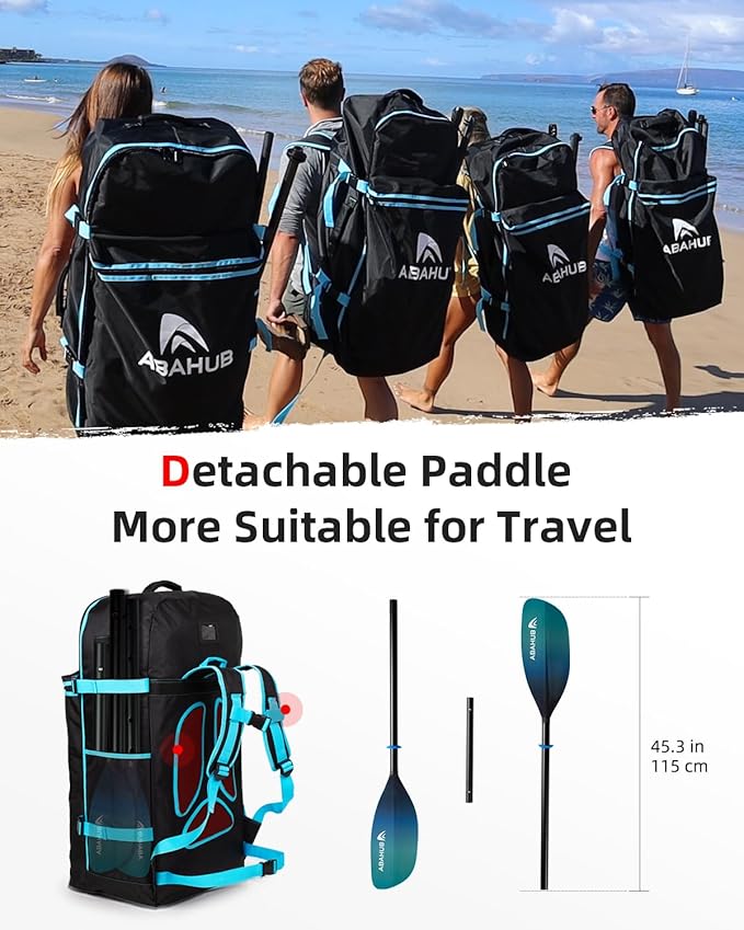 Abahub Adjustable Kayak Paddle 210-230 cm/ 230-250 cm Floating Kayaking Oars Boating Oars Canoeing Oars Black