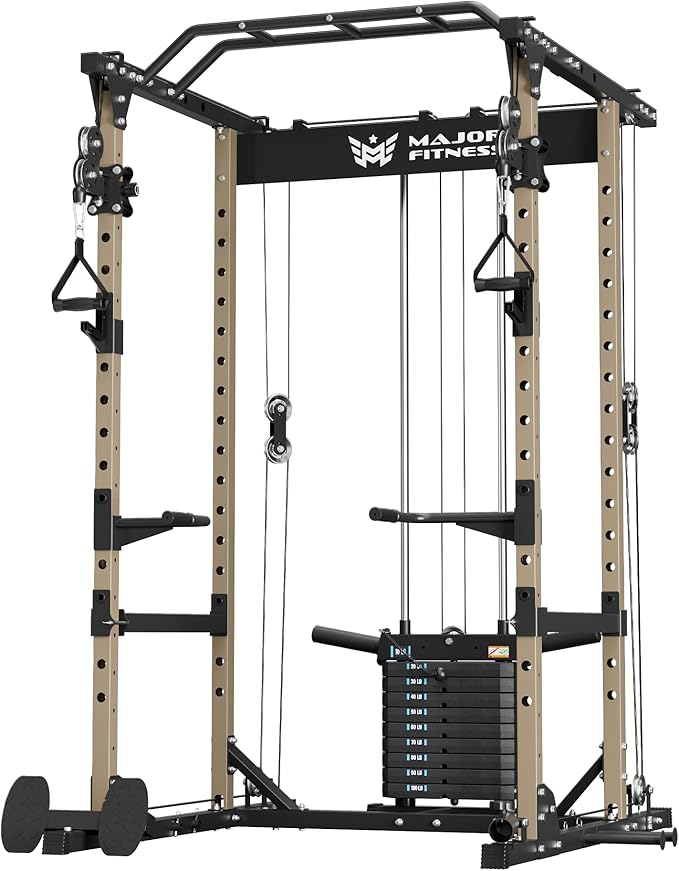 MAJOR FITNESS Drone1 Power Cage - Multi-Function Power Rack for Home Gym, Squat Rack, Cable Crossover System, for Strength Training, Heavy-Duty Steel Construction