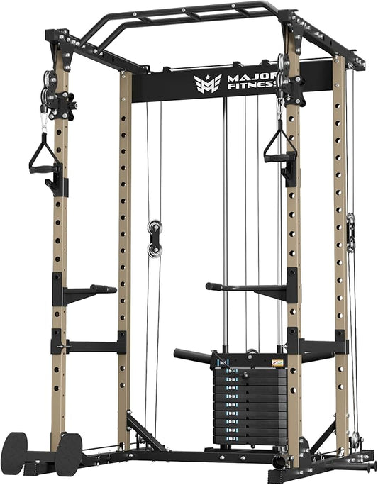 MAJOR FITNESS Drone1 Power Cage - Multi-Function Power Rack for Home Gym, Squat Rack, Cable Crossover System, for Strength Training, Heavy-Duty Steel Construction