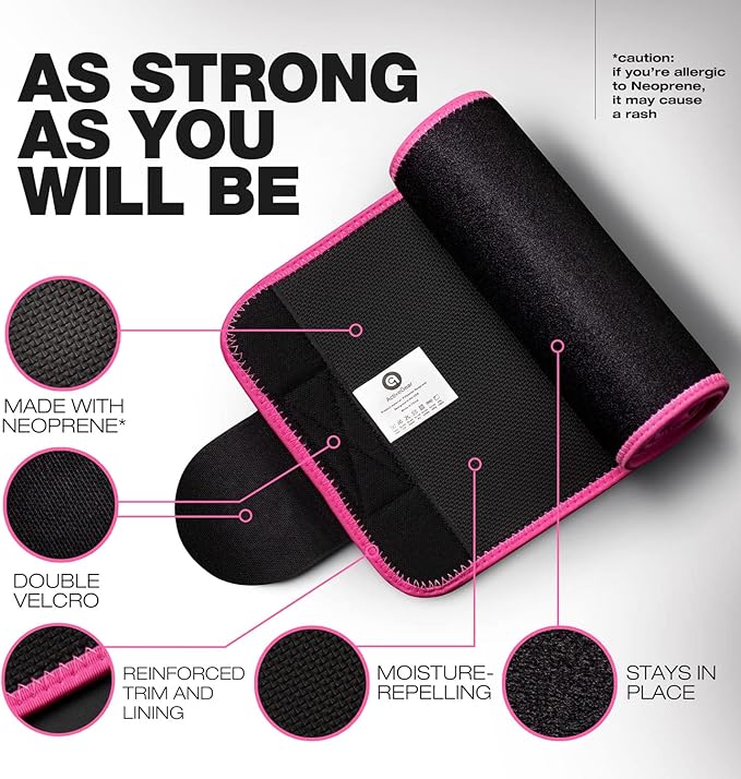 ActiveGear Premium Waist Trimmer & Trainer Belt for Men and Women - Sweat-Enhancing Slimming Wrap for Stomach, Adjustable Fit