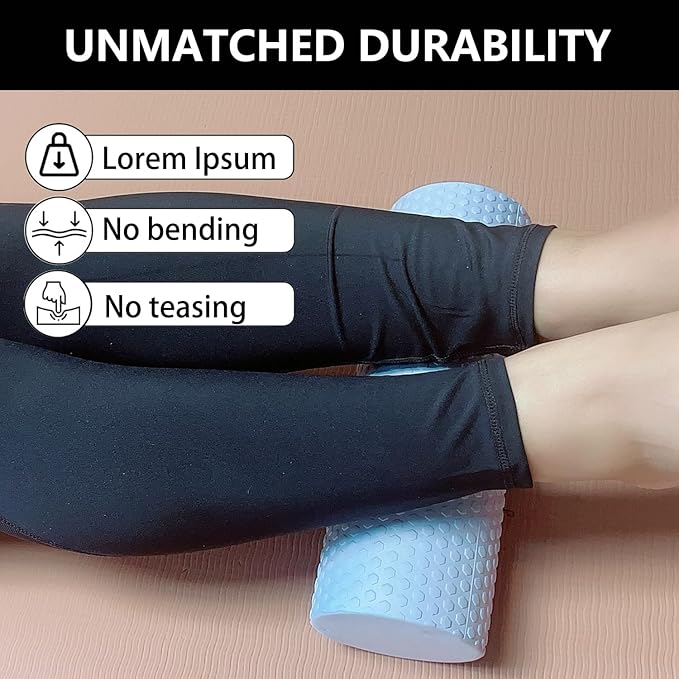 EVA Massage Roller, Recovery Foam Roller, Medium Density Light Blue Trigger Point Massage Roller for Deep Tissue Excercise, Physical Therapy, Muscle Restoration, 12" X 4" Round