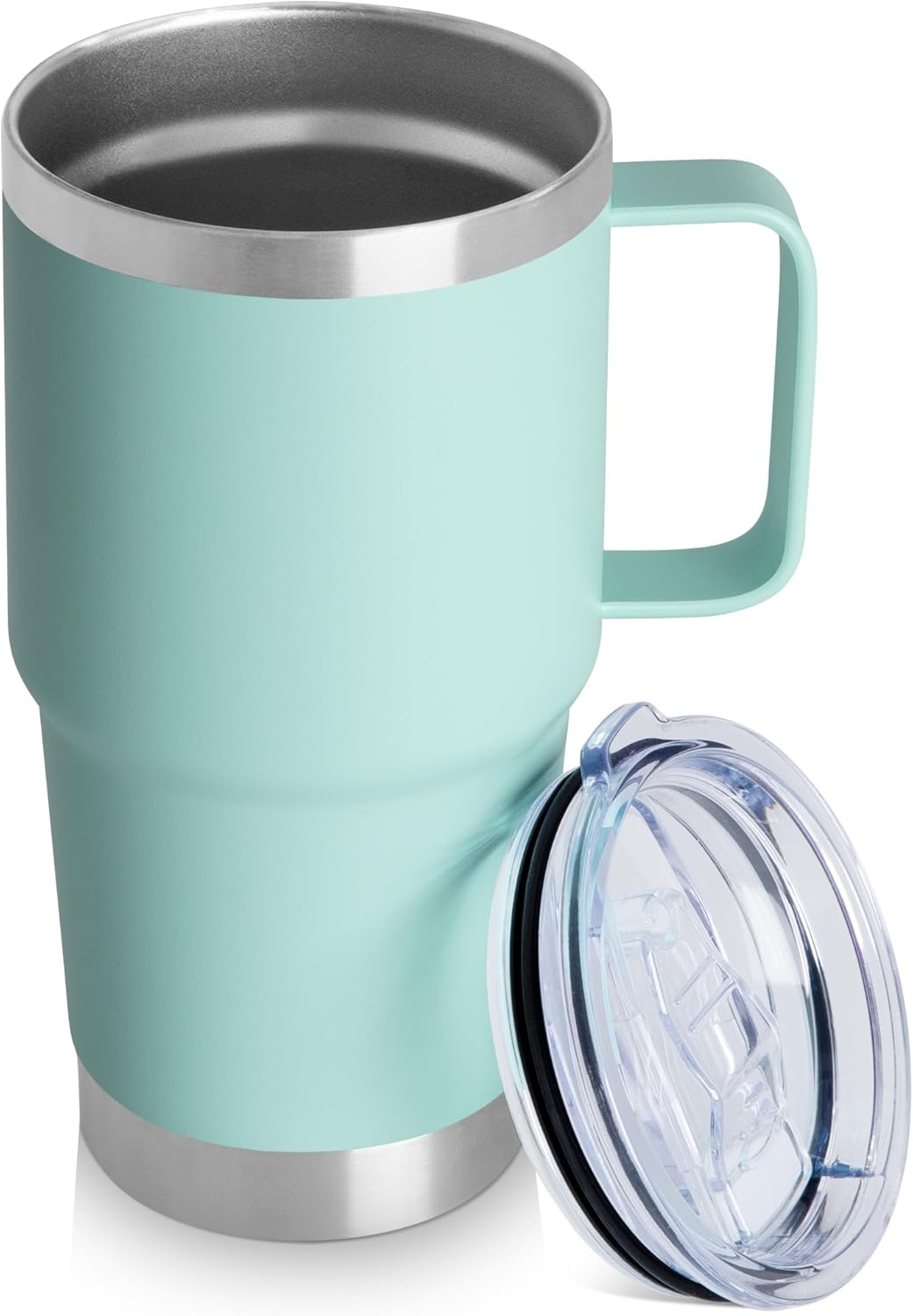 HASLE OUTFITTERS 20oz Tumbler with Lid, Stainless Steel Tumbler with Handle, Metal Insulated Travel Coffee Mug with Handle, Double Wall Vacuum Spill Proof Tumbler Cup, Mint Green 1 Pack