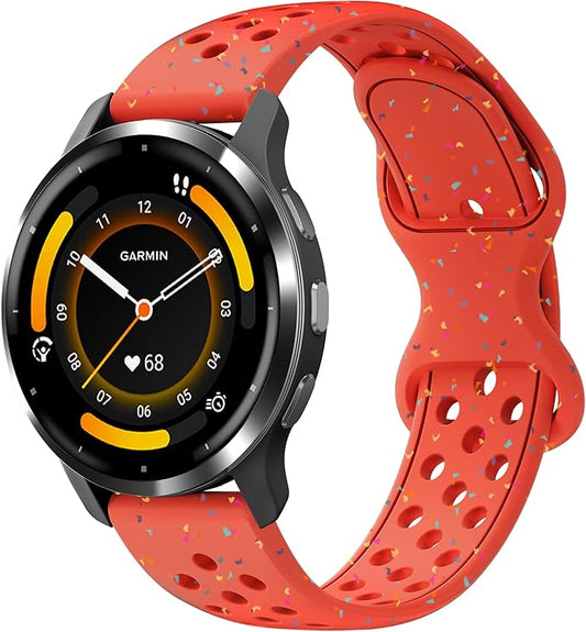 22mm Colorful Sport Silicone Band Compatible With Garmin Vivoactive 4/Venu 3/Venu 2, Recycled Plastic Soft Sport Strap Replacement for Forerunner 265/745/255/255 Music Men Women