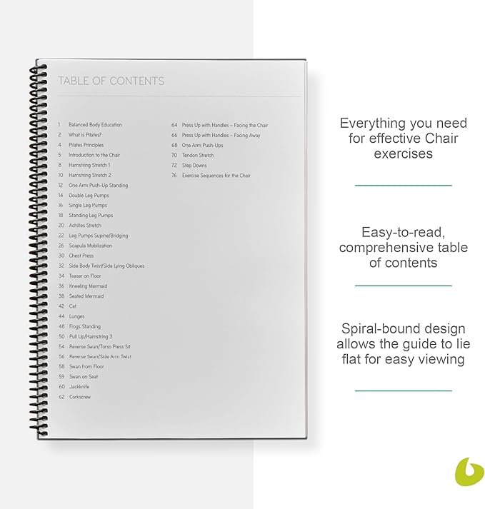 Balanced Body Pilates Chair Guide, Pilates Chair Guide for Workout Equipment, for Home Gym or Studio Use