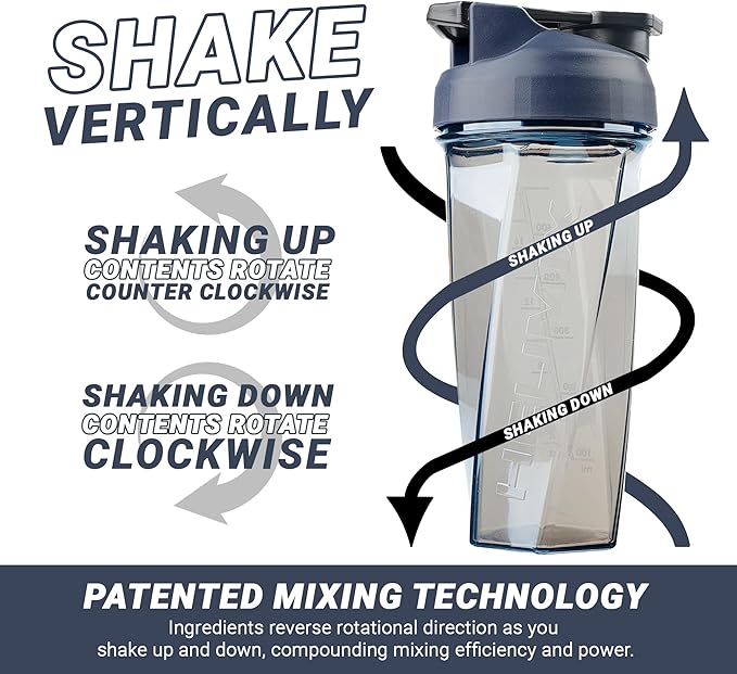 HELIMIX 2.0 Vortex Blender Shaker Bottle Holds upto 28oz | No Blending Ball or Whisk | USA Made | Portable Pre Workout Whey Protein Drink Shaker Cup | Mixes Cocktails Smoothies Shakes | Top Rack Safe