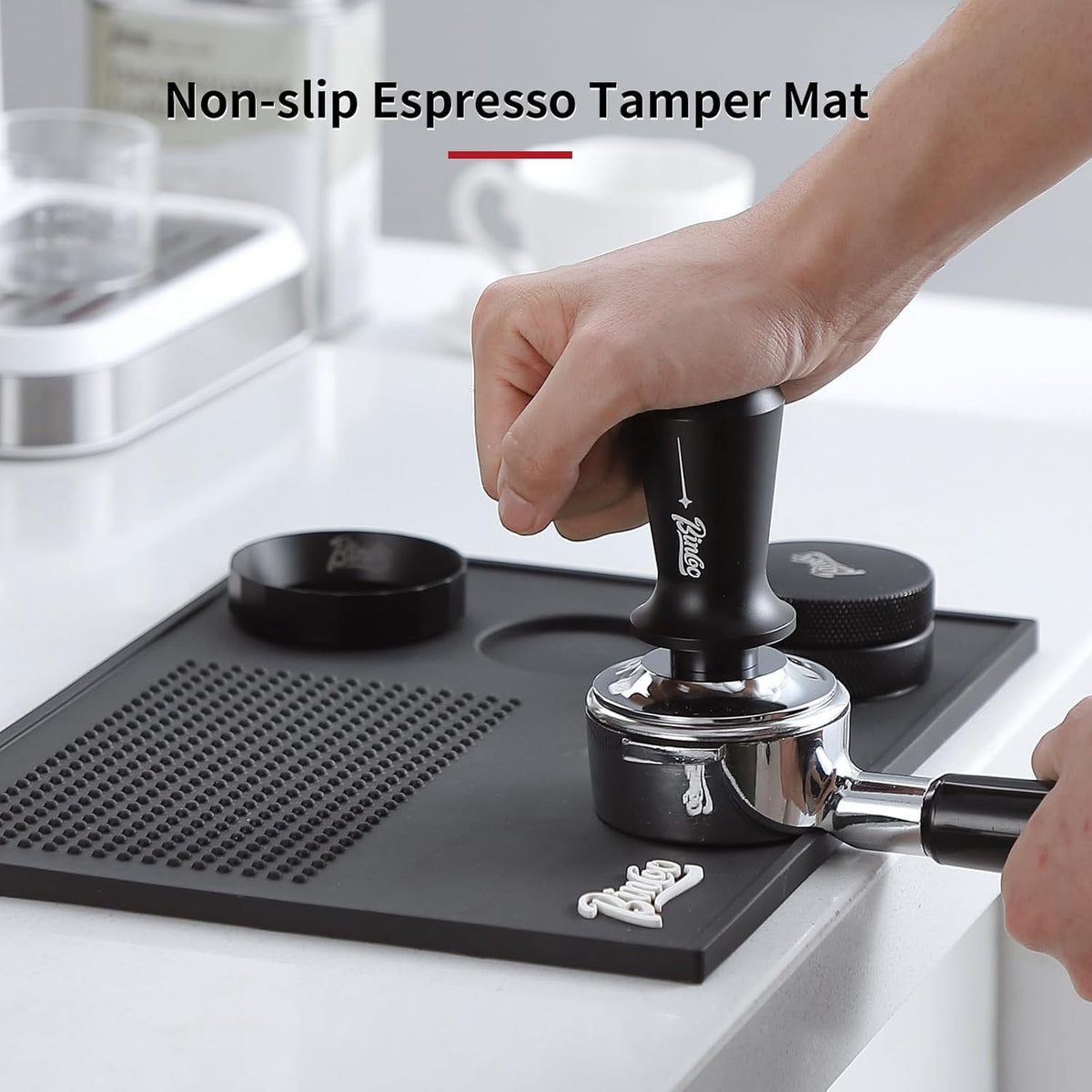 Espresso Tamping Mat - Thick Silicone Tamper Mat Coffee Bar Mat, Non-slip Coffee Tamper Holder Pad for Baristas Home