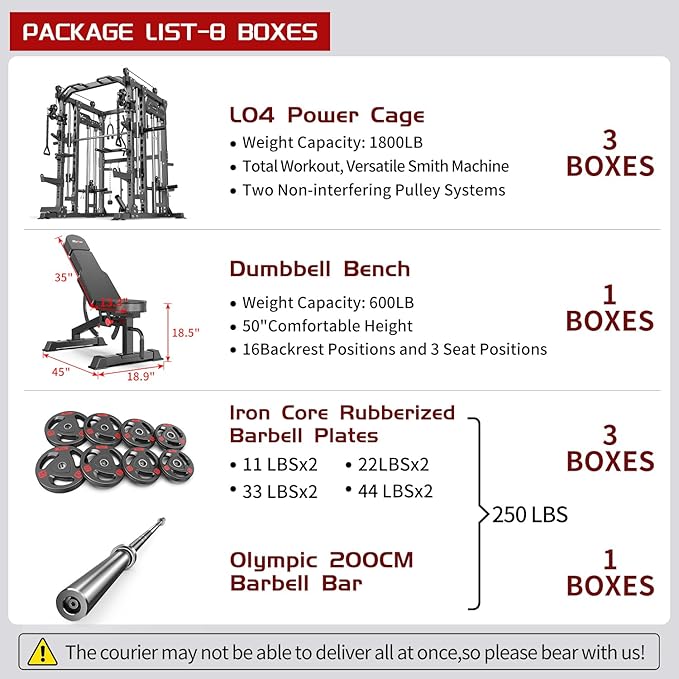 Power Cage,1600lbs Multi-Function Power Rack with Adjustable Cable Crossover System and More Training Attachment, Weight Cage for Home Gym
