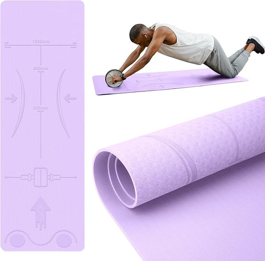Exercise Equipment Mat for Ab Roller Wheel, Non Slip Abdominal Knee Mat, 6mm Thick Home Gym Floor Pad for Yoga, Pilates, Skipping, 72"L X 24"W X 0.24"Th, TPE