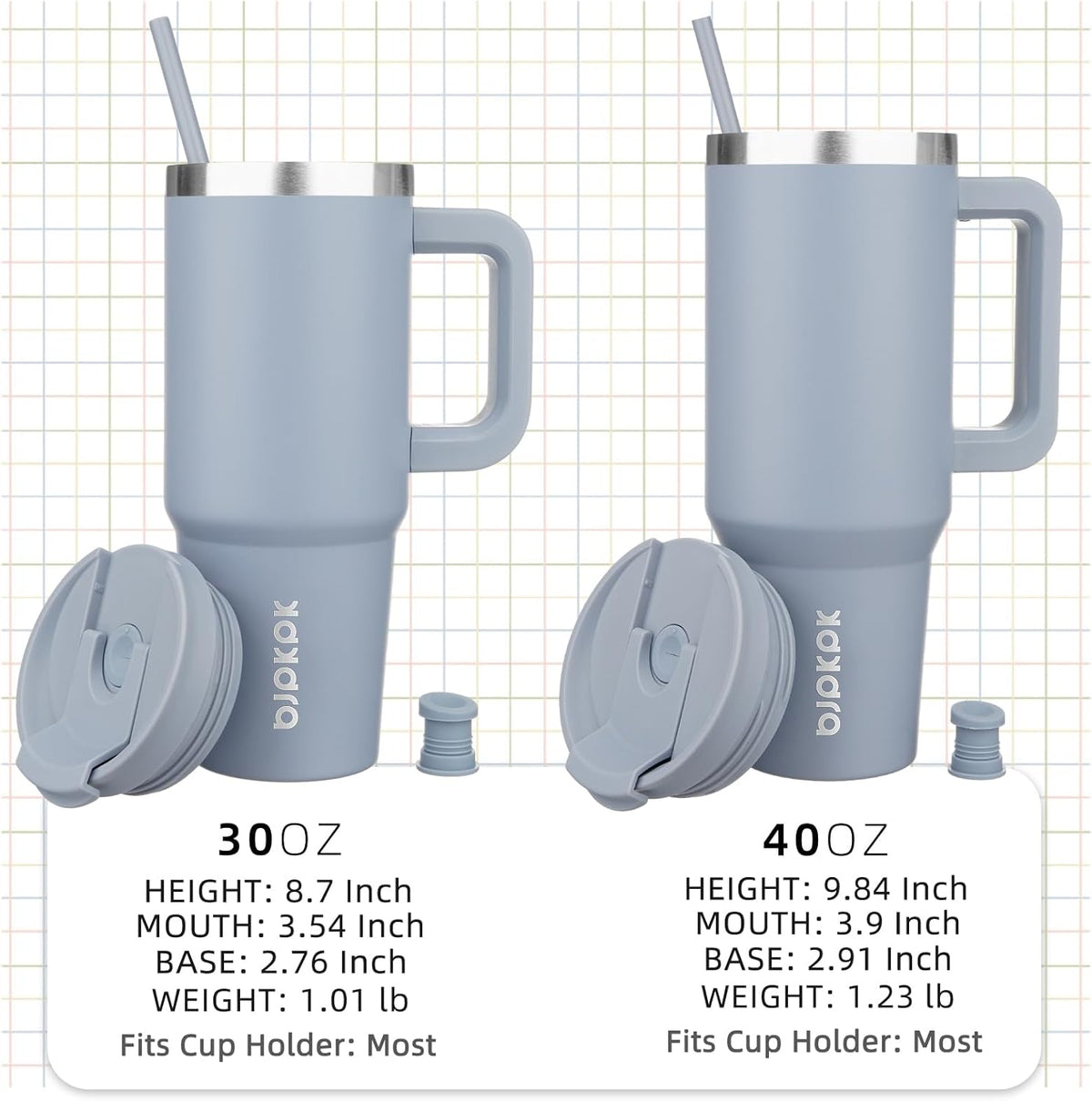 BJPKPK Tumbler With Handle And Straw 40oz Insulated Tumbler Cups With Lid Stainless Steel Travel Coffee Mug,Modern Blue