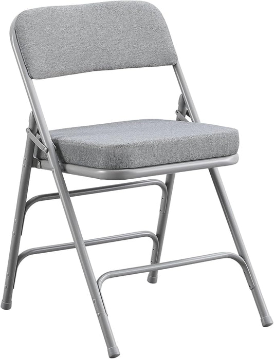 BOOSDEN Padded Folding Chair, Foldable Chair with Fabic Thick Cushion, Heavy Duty Metal Folding Chair for Outdoor & Indoor & Dining & Party, Grey