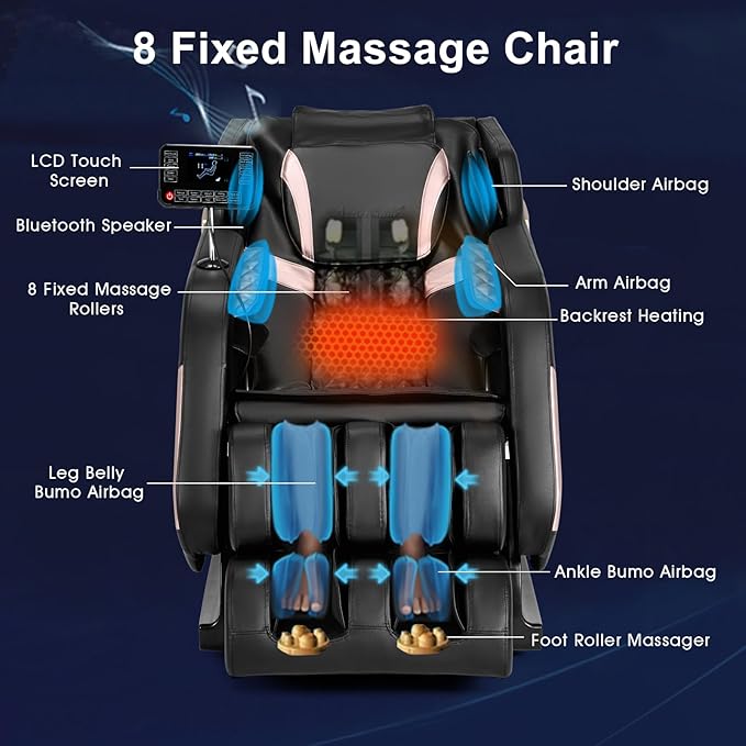 Artist hand Massage Chair Full Body, Zero Gravity Massage Chair Shiatsu Massage Recliner with 5 Auto Modes, Back & Upper Legs Heating, Bluetooth Speakers, Calfrest Extension, Airbags, Foot Rollers