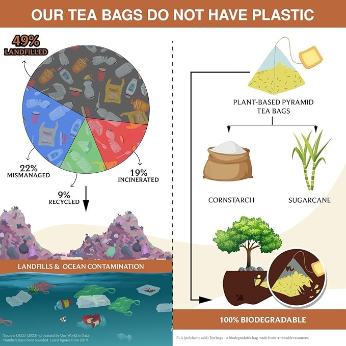 BREWIX, Masala Chai Tea Bags (50 Pyramid Tea Bags) Strong, Robust & Spicy - Pure Ingredients | Black Tea, Cinnamon, Ginger, Black Pepper, Cardamom & Cloves, Packed in Resealable Ziplock Pouch