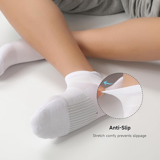 BAMBOO COOL Men's Ankle Socks Athletic Cushioned Moisture Wicking, Running Socks Arch Support Breathable, Heel Tab 8 Pack