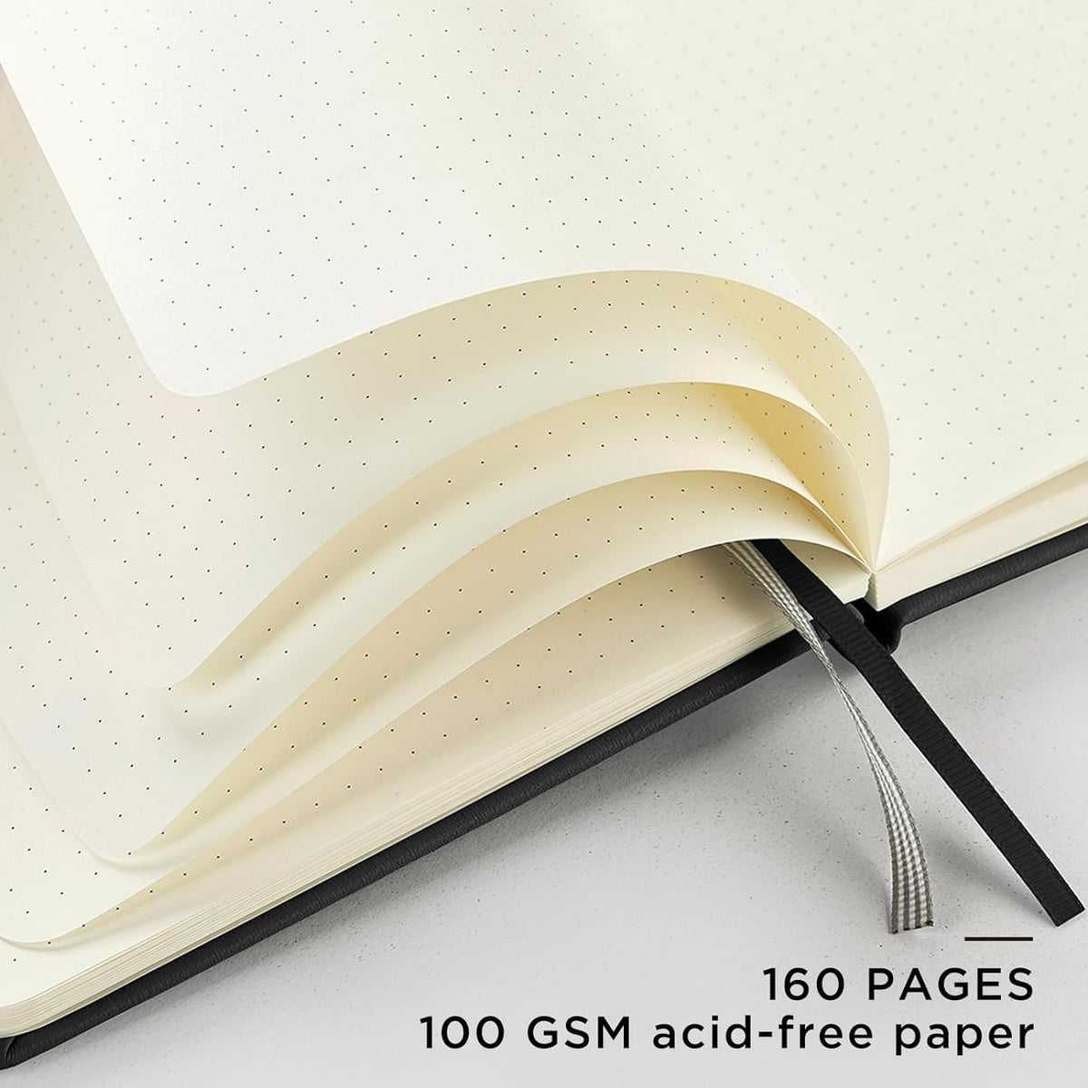 &And Per Se Dotted Journal Notebook (10 packs), A5 Hardcover Leather Bullet Dotted Journal, 160 Pages 100GSM Thick Paper, 3 Sheets of Stickers Included - 5.7'' x 8'' (Black)