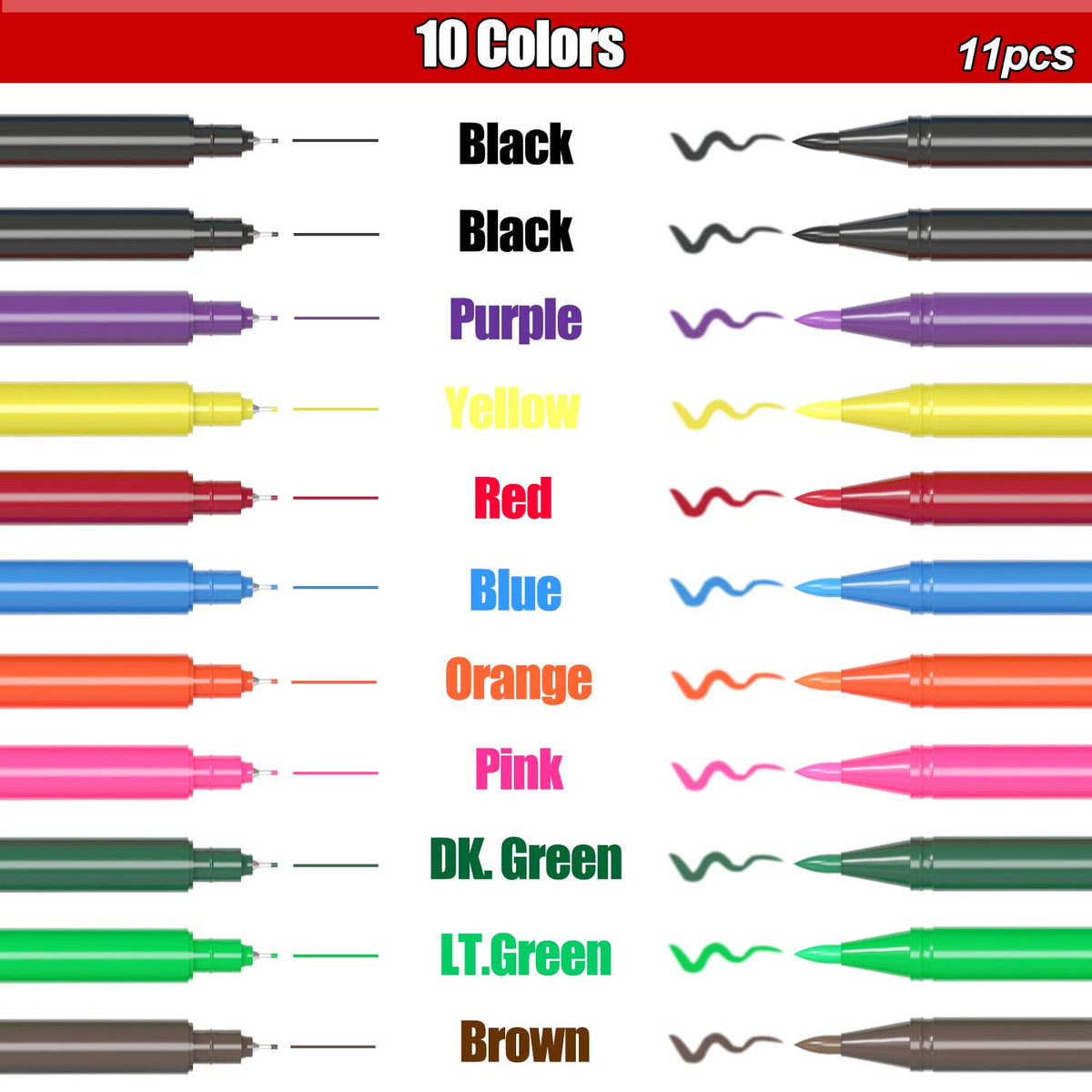 Edible Markers, 11Pcs Ultra Fine Tip(0.5mm) Food Coloring Pens, Double Sided Food Grade Gourmet Writers for Cake,Cookie,Fondant Decorating,Painting,Drawing,Baking,10 color by Edibleink