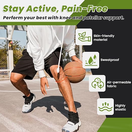 2PCS Patellar Tendon Knee Strap Knee Band for Knee Pain Relief Patella Knee Band for Basketball Running Sports Breathable Patellar Tendon Support Strap