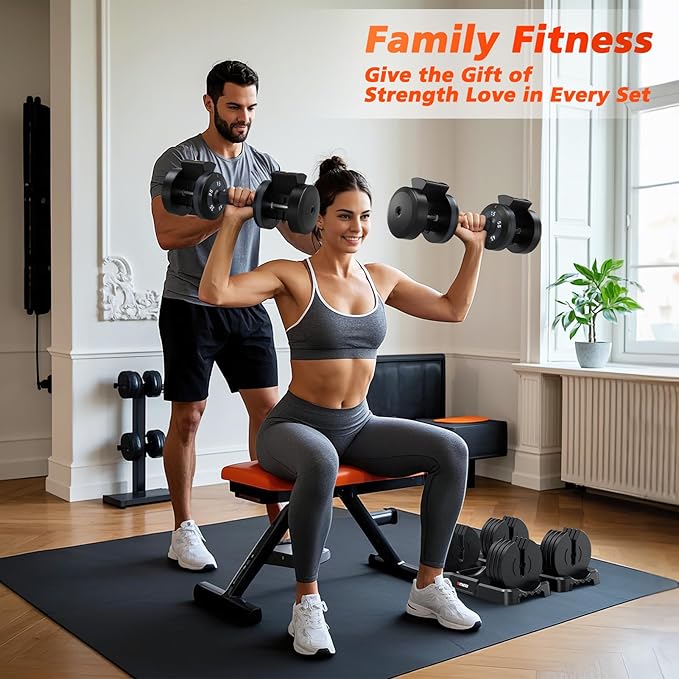 Adjustable Dumbbells Set of 2, 1 Hand Adjustable Weights Dumbbells Set, 5 in 1/10 in 1 Free Dumbbell with Anti-Slip Texture Handle, 25/55/80lb Pair Weight Set For Home Gym Suit both Men and Women