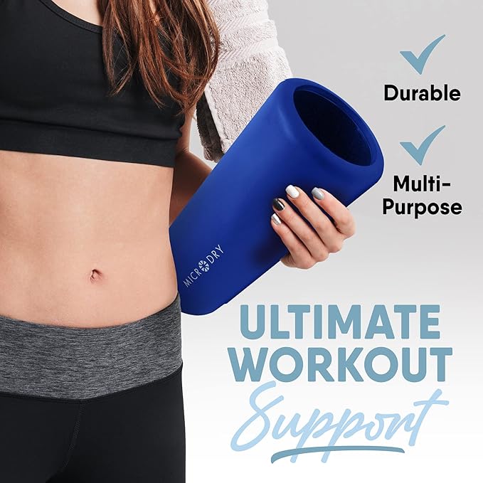 MICRODRY Deluxe Fitness Foam Back Roller for Muscle Relief, Roller for Yoga, Stretching, Deep Tissue Firm Massage & Trigger Point Release, Exercise Workout at Home or Gym, 13x5.3, Blue