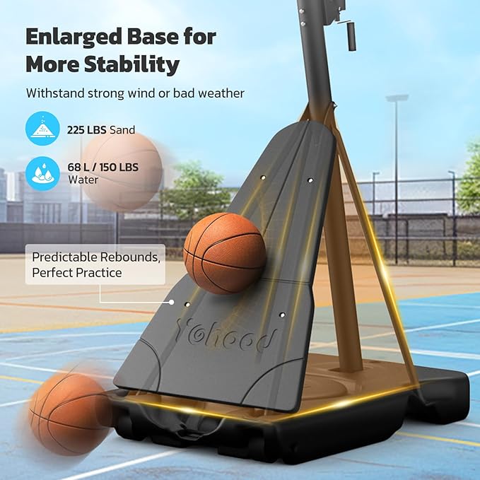 Basketball Hoop Outdoor Portable 44/48 Inch Backboard, 10ft Quickly Adjustable Basketball Goal System with Wheels for Court/Backyard/Driveway