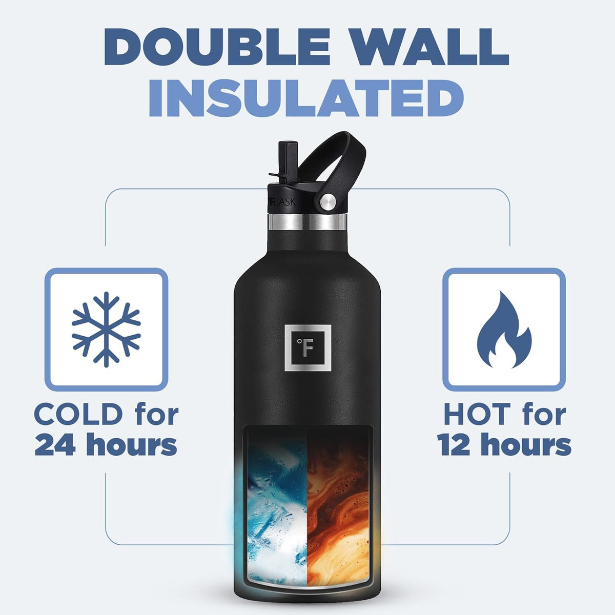 IRON °FLASK Camping & Hiking Hydration Canteens - 3 Lids (Narrow Straw Lid) Leak Proof Vacuum Insulated Stainless Steel - Hot & Cold Double Walled Sports Water Bottle - Cashmere Cream, 32 Oz