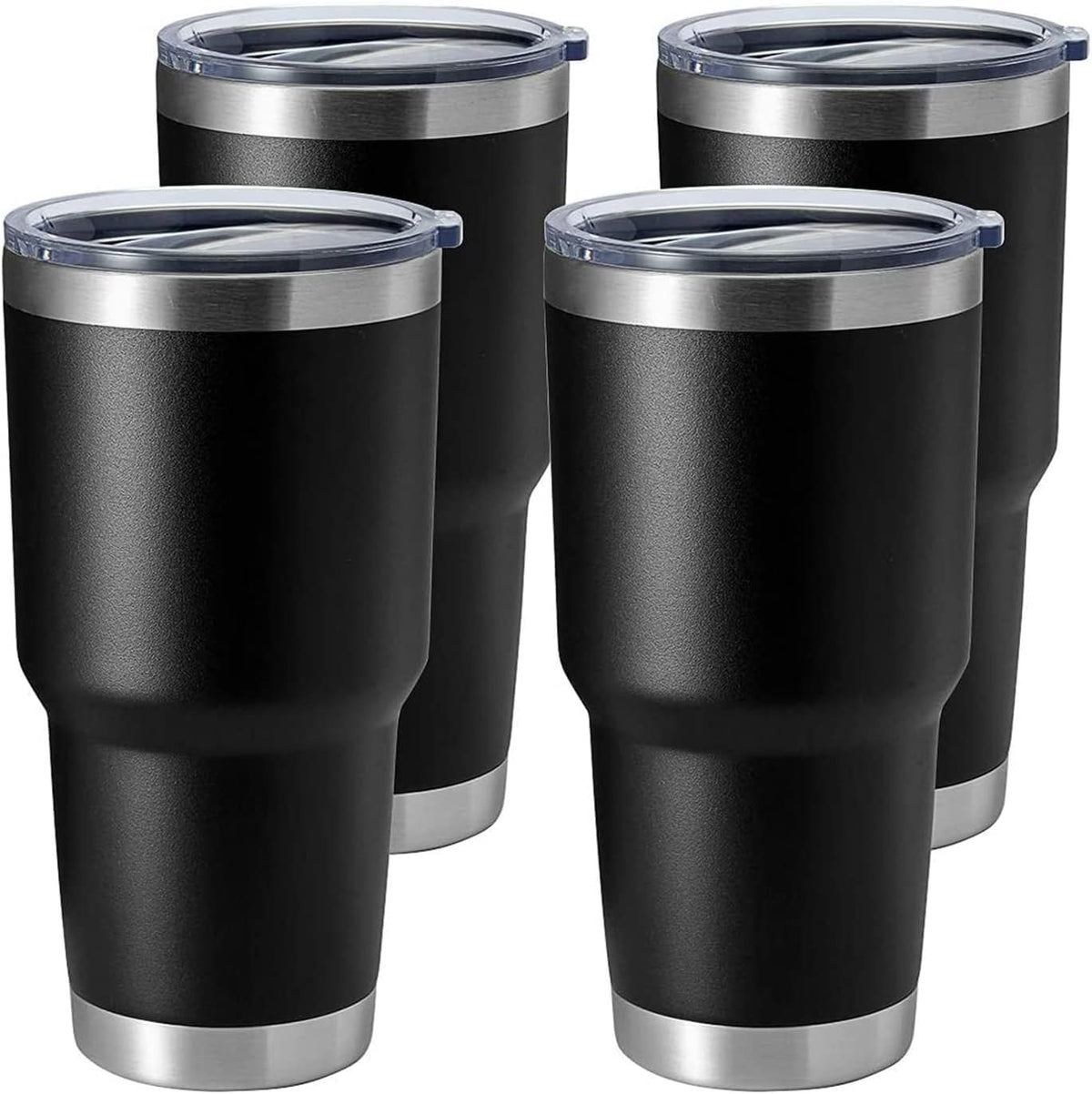 HASLE OUTFITTERS 30oz Stainless Steel Tumbler, Double Wall Vacuum Insulated Travel Mug Tumbler, Durable Insulated Coffee Mug, Gift Box Set (Black, 4)