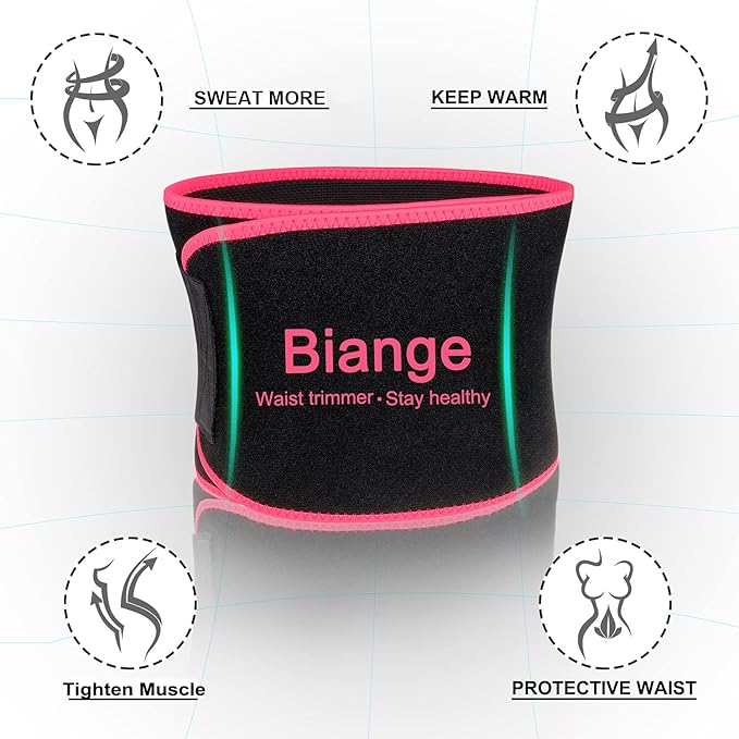Biange Waist Trainer for Women Men Sweat Belt Waist Trimmer Belly Band Stomach Wraps
