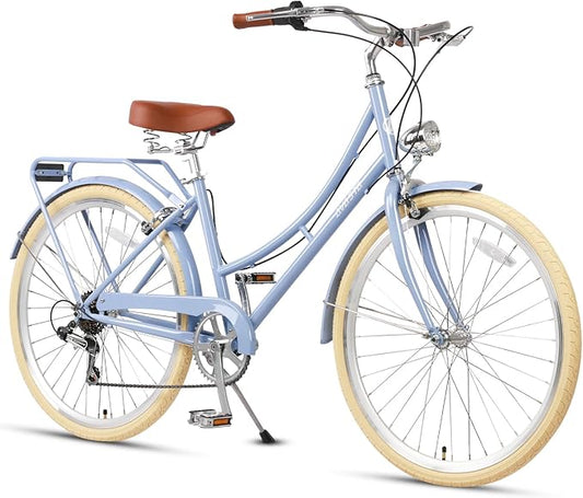 AVASTA Astrid Vela Hybrid Bike for Adult Women Female Lightweight Step Through 26 Inch High Tensile Steel Frame City Commuter Comfort Lady Bicycle, 6-Speed, Multiple Colors