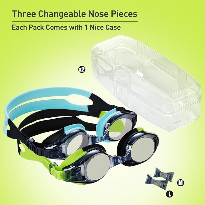 Aegend 2 Pack Kids Goggles, Swimming Goggles for Kids Age 4-16 Boys and Girls Youth, Anti-Fog Waterproof Anti-UV Pool Goggles