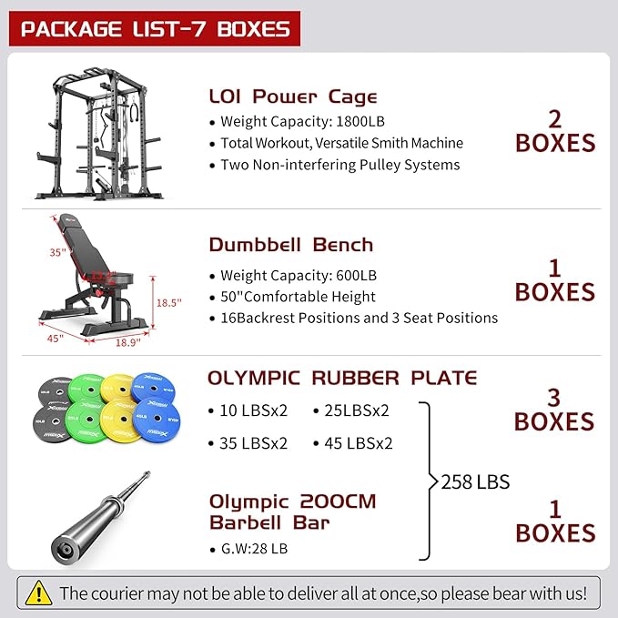 Power Rack Power Cages Multi-Function Squat Rack with Cable Crossover System Selectable More Training Attachment Weight Cage for Garage Home Gym