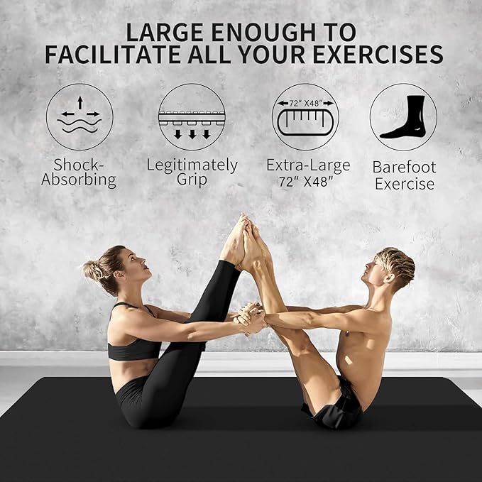 CAMBIVO Yoga Mat for Women and Men, Extra Long and Wide Exercise Mat(72"x48"/84"x30"), Large Non Slip Workout Mat for Yoga, Pilates, Fitness, Barefoot Workouts, Home Gym Studio