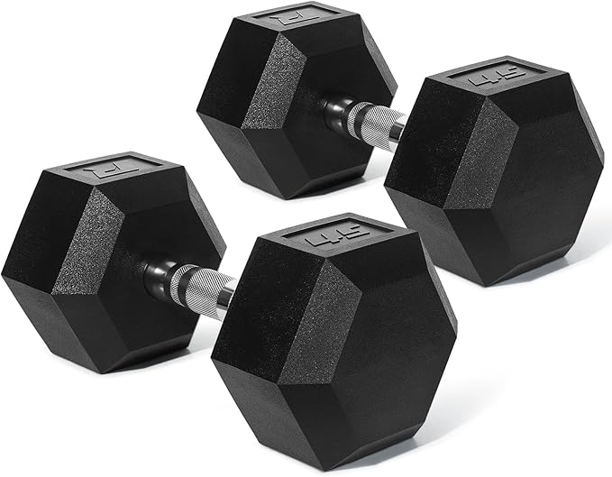 RitFit 5-650 LBS PVC Encased Hex Dumbbell Sets with Optional Rack for Home Gym, Hand weight with Chrome Handle for Strength Training, Workouts