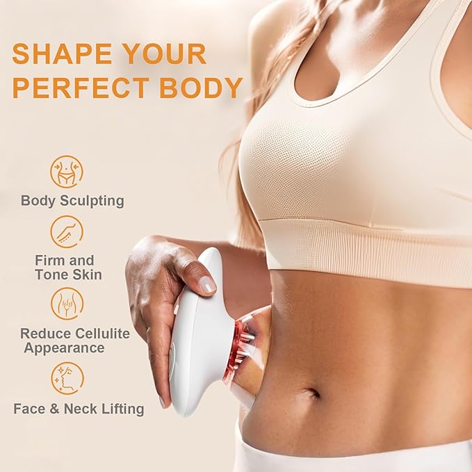 Body Sculpting Machine, Professional Cordless Handheld Massager Electric Cupping Therapy Massager – for Belly, Waist, Arms, Leg, Home Tool for Women (White)