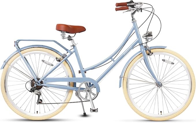 AVASTA Astrid Vela Hybrid Bike for Adult Women Female Lightweight Step Through 26 Inch High Tensile Steel Frame City Commuter Comfort Lady Bicycle, 6-Speed, Multiple Colors