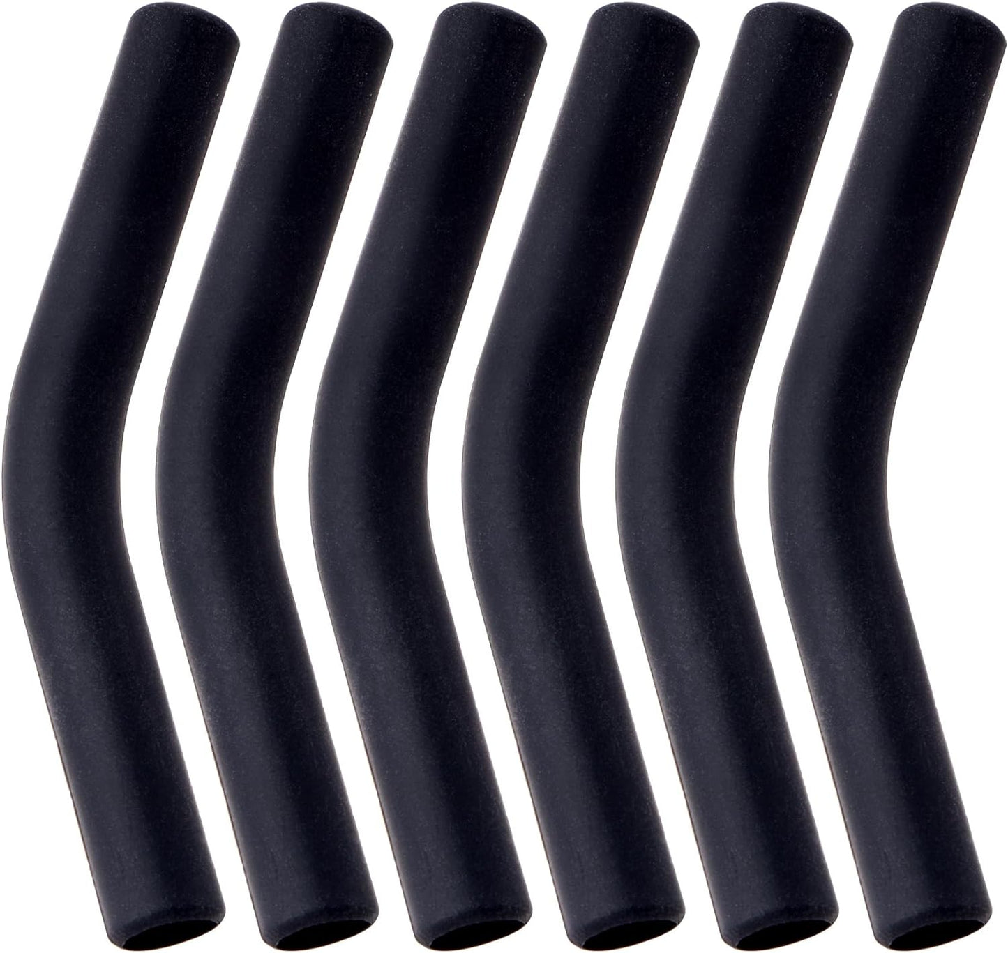 6Pcs Metal Straw Silicone Tips 5/16 IN Wide(8mm Outer Diameter) Food Grade Rubber Flex Elbow Straw Covers Replacement Tip for Stainless Steel Metal Straws,Black