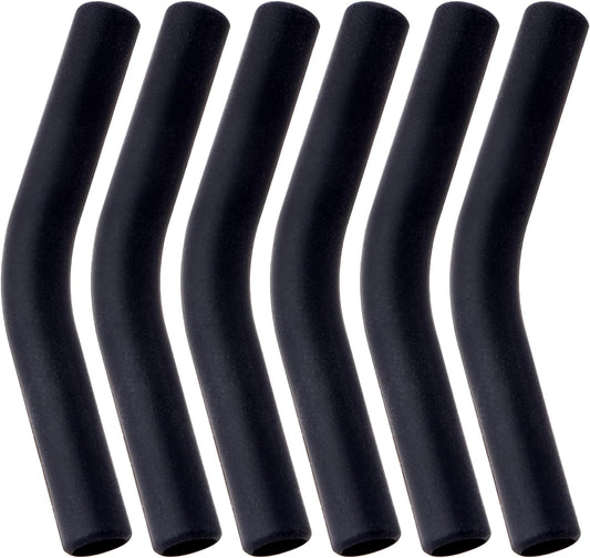 6Pcs Metal Straw Silicone Tips 5/16 IN Wide(8mm Outer Diameter) Food Grade Rubber Flex Elbow Straw Covers Replacement Tip for Stainless Steel Metal Straws,Black