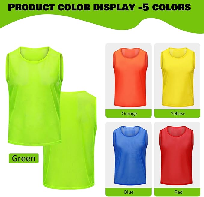 12/24/48PCS Pinnies Youth Team Pennies for Sports Kids and Scrimmage Vests for Soccer Basketball Jersey Practice