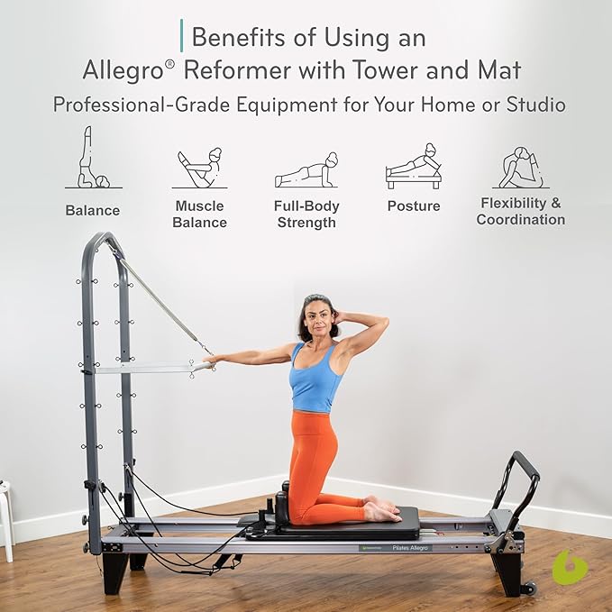Balanced Body Allegro Pilates Reformer, Pilates Exercise Equipment, Workout Equipment for Home or Studio Use