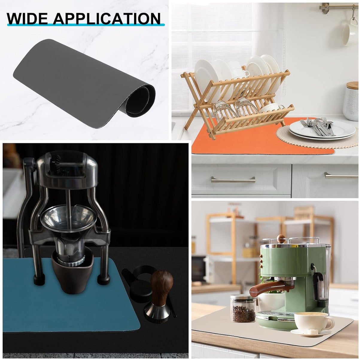 uxcell Silicone Mats for Kitchen Counter, 23.6" x 15.7" Non-Slip Countertop Protector Mat Heat Resistant Coffee Mat Waterproof Table Placemat, Dark Gray