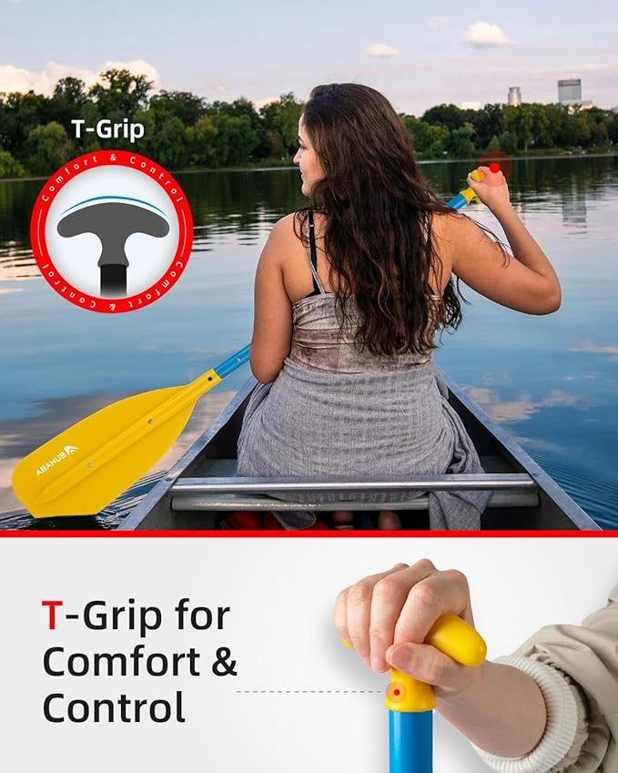 Abahub Adjustable Canoe Paddle Aluminum Shaft, 4'3''-5'3''/130cm-160cm, Floatable Oar for Canoeing Boating Kayaking