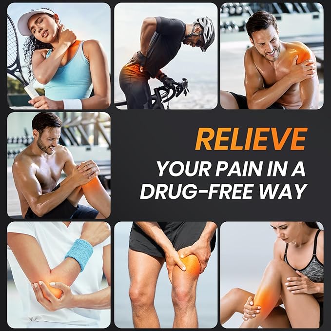 3-in-1 TENS Unit with 32 Modes, Dual Channel EMS Muscle Stimulator with 40 Intensities for Gradual Pain Relief Therapy, Rechargeable Electronic Pulse Massager with 12 Electrode Pads, EVA Case